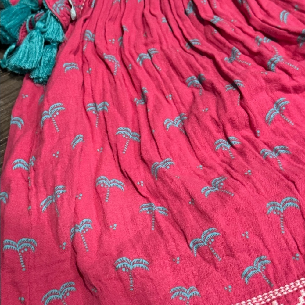 MER ST. BARTH Serena Tassel Embroidered Crepe Dress Girls Size 4 Fuchsia - Picture 2 of 4